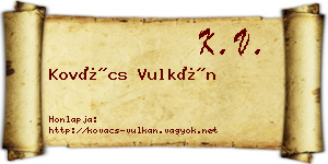 Kovács Vulkán névjegykártya